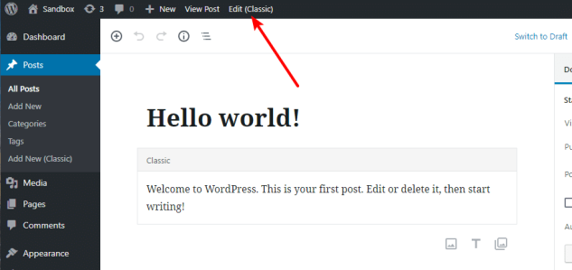 Как отключить редактор Gutenberg и сохранить классический редактор в WordPress