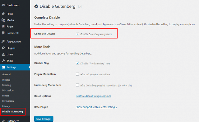 Как отключить редактор Gutenberg и сохранить классический редактор в WordPress